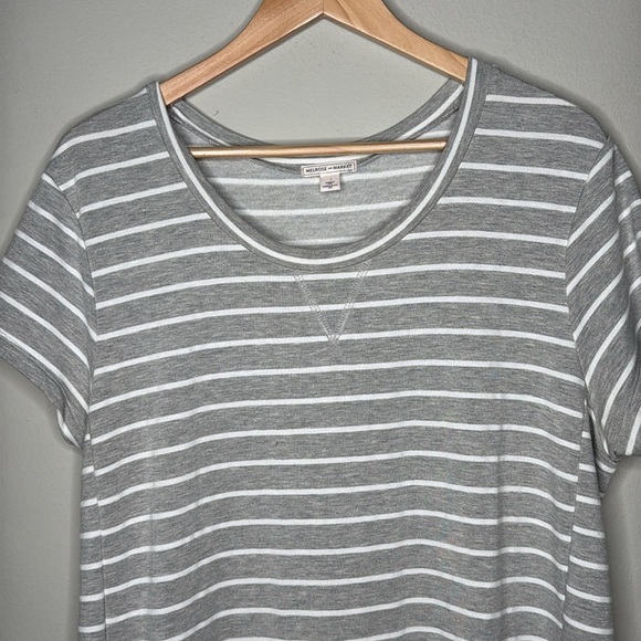 Melrose and Market Short Sleeve Striped Tee Shirt Dress Gray & White Size Large - Picture 2 of 5